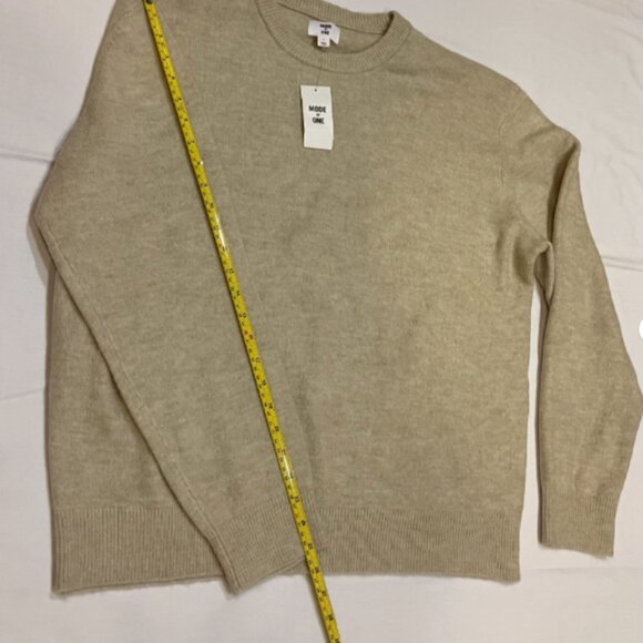 Mode of One Men's Relaxed-Fit Cozy Sweater Dark Ecru Size L - Picture 5 of 5